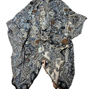 Anu Art To Wear Shawl Embroidery Blue Black Gray White Fringe